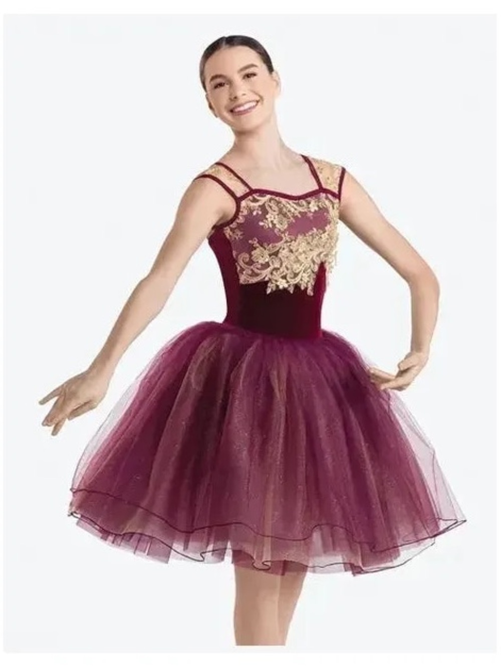 Revolution Burgundy and Gold Ballet Tutu Dress